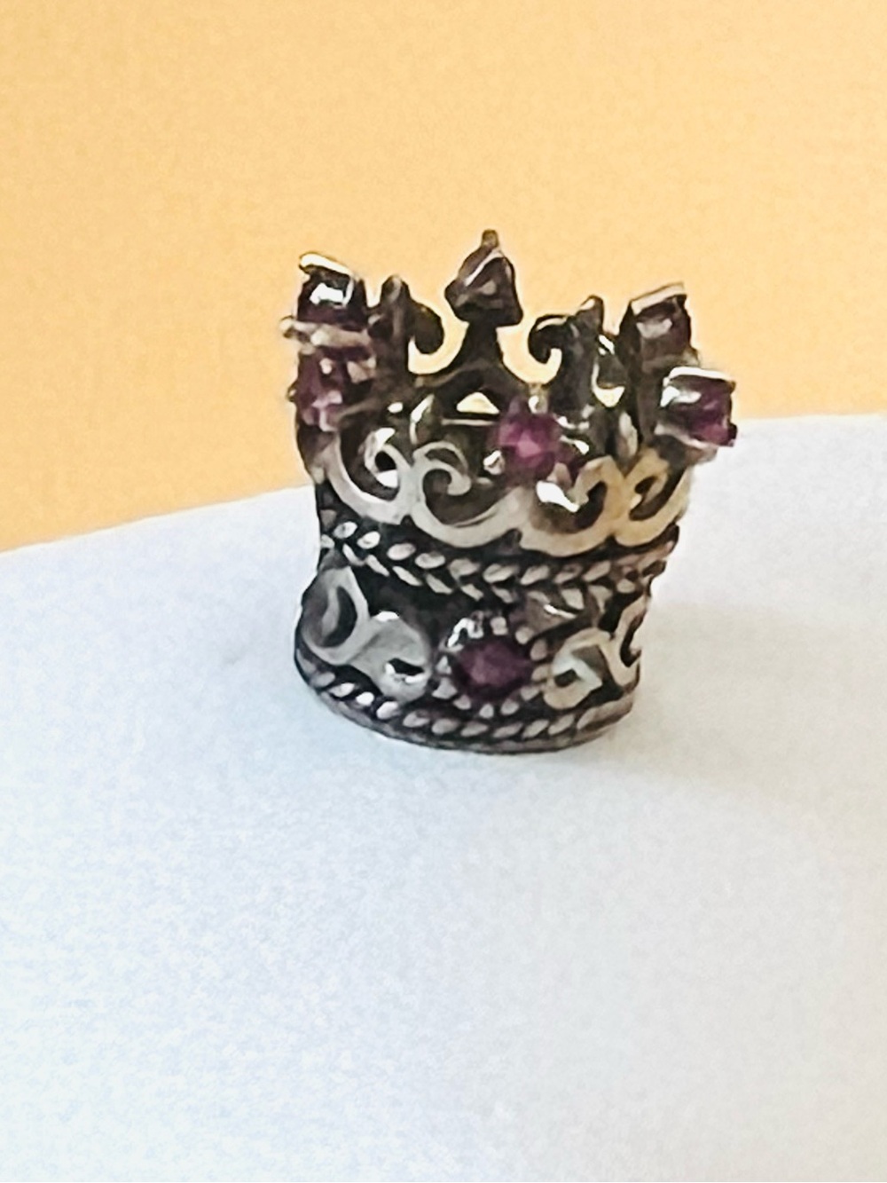Silver plated & paved red crystals ROYAL CROWN Bracelet charm